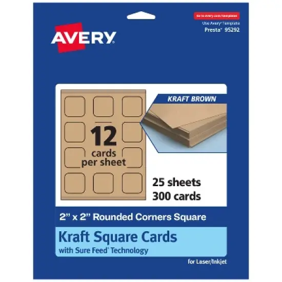 Avery Square Cards with Rounded Corners, 2" x 2", Kraft Brown, 300ct image {8}