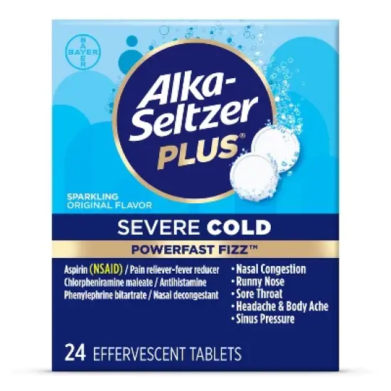 Alka-Seltzer Severe Cold, Effervescent Tabs, 24 Count image {5}