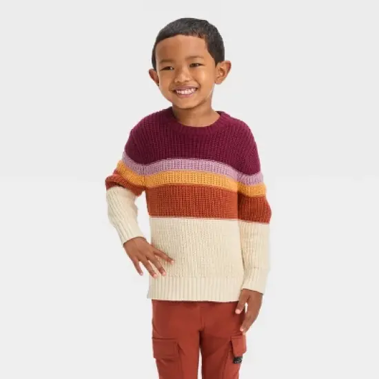 Toddler Boys' Colorblock Sweater - Cat & Jack&trade; Burgundy image {3}