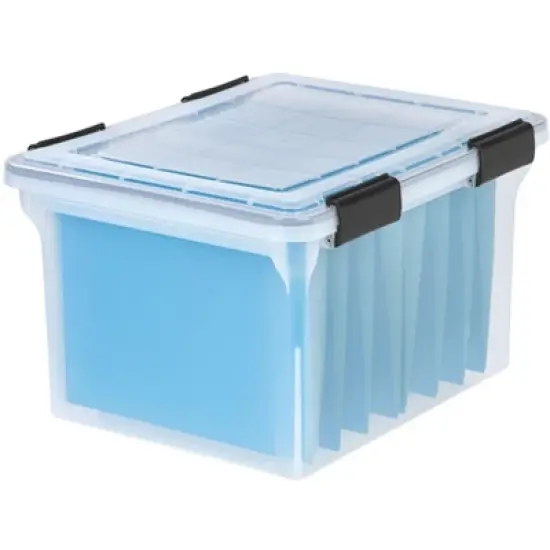 IRIS USA Letter Legal Size File Box 32qt WEATHERPRO Airtight Plastic Storage Bin with Lid and Seal and Secure Latching Buckles image {8}