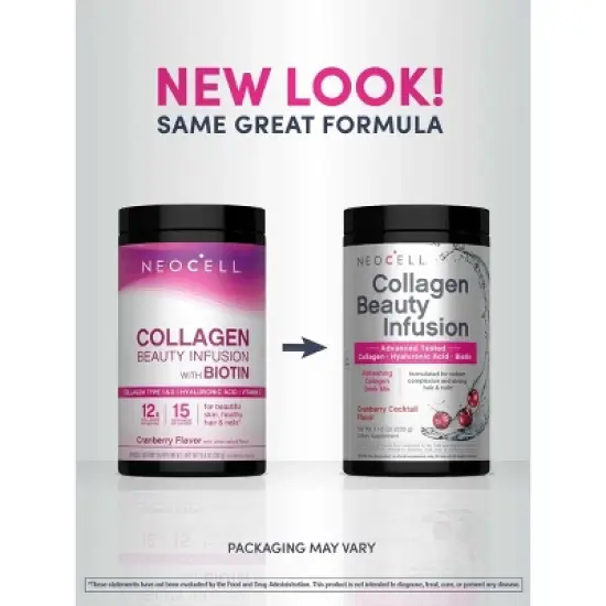 NeoCell Beauty Infusion Collagen Powder | Collagen Type 1 and 3 | Hyaluronic Acid and Biotin | 11.64 Ounces | Cranberry Cocktail Flavor image {7}