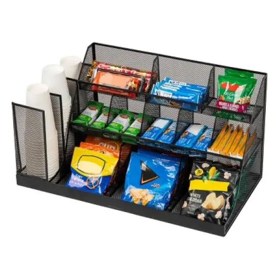 Mind Reader Metal Cup and Condiment Organizer Black: Coffee Station & Bar Accessories, Espresso Coffee Organizer image {4}