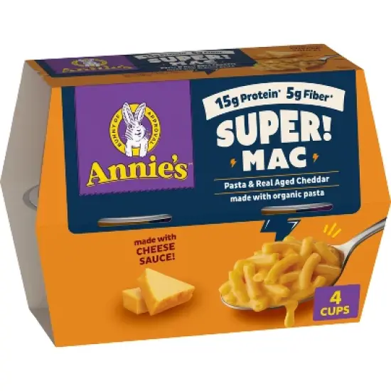Annie's Organic Real Aged Cheddar Protein Super Mac and Cheese Cups - 11.44oz/4ct image {8}