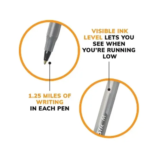 BIC Round Stic Xtra Life Ballpoint Pen Medium Point Black Ink 500/Pack (GSM500E-BLK) image {3}