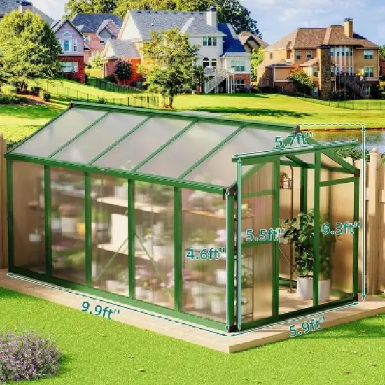 Garvee Greenhouse for Outdoors, Polycarbonate Greenhouse with Quick Setup Structure and Roof Vent, Aluminum Greenhouses Heavy Duty for Garden, Lawn image {3}
