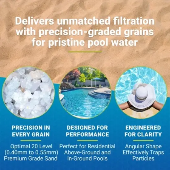 US Silica 2 Pack SILURIAN 20 Grade Angular Pool Filter Sand, Washed & Screened Angular Particles, Ideal for Pool Filtration & Optimal Water Clarity image {1}