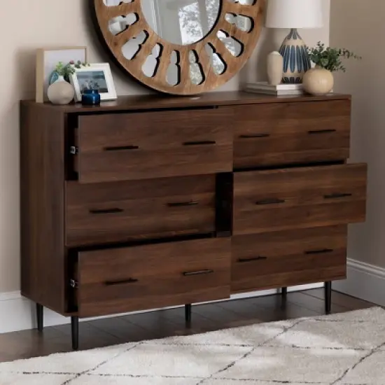 Higgins Modern Horizontal 6 Drawer Dresser - Saracina Home image {4}