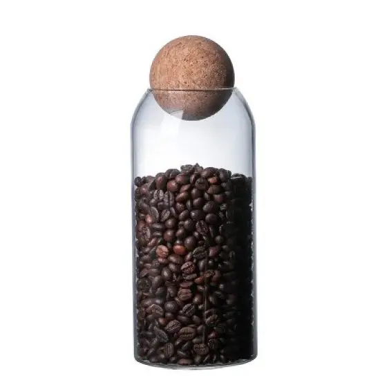 1 SET Storage ball jar, glass tea jar, minimalist cork jar, sealed candy jar, storage jar, coffee jar, dry food storage jar, coffee storage container image {3}