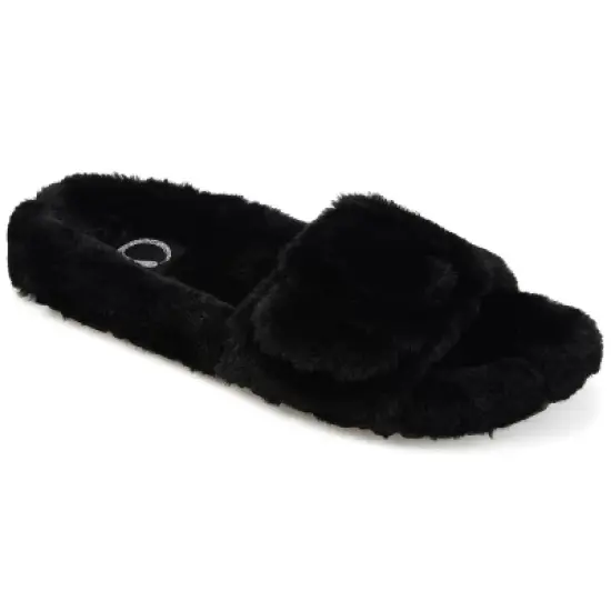 Journee Collection Women's Faux Fur Shadow Slipper image {8}