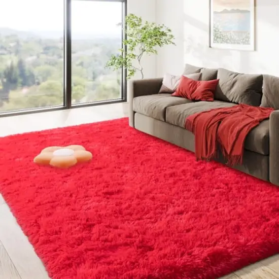 LOVEVOOK Area Rugs for Living Room Bedroom, Fluffy Shag Rugs, Modern Indoor Floor Carpet for Home Decor Aesthetic 4x6 Feet image {1}