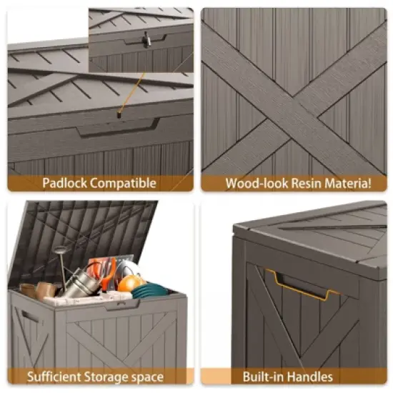 Kumasinova 31.2 Gal Outdoor Storage Deck Box,PP Resin Garden Seat Box with Storage,Versatile Utility Storage Box,Waterproof & UV Protected image {4}
