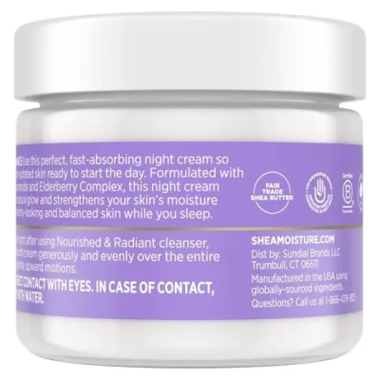 SheaMoisture Melanin Care Nourished & Radiant Night Repair Cream with Elderberry Complex & Pro-Ceramides - 2 fl oz image {1}