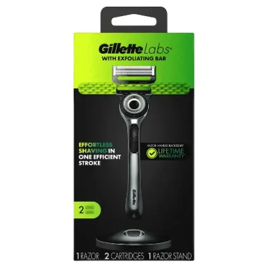 Gillette Labs Exfoliating Bar Razor + 2 Razor Blade Refills & Premium Magnetic Stand image {9}