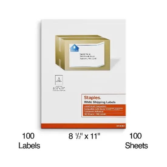 MyOfficeInnovations Laser/Inkjet Shipping Labels 8 1/2" x 11" White 1 Label/Sheet 518346 image {2}