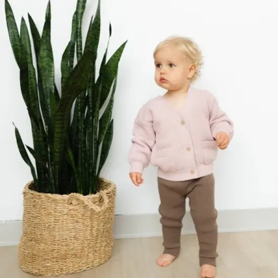 Grayson Collective Baby Girls' Cardigan & Ribbed Leggings Set - Light Pink/Brown image {7}