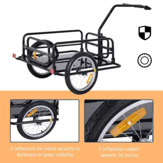 Bike Cargo Trailer, 16" Wheels Bike Wagon Cart, Foldable Compact Storage, with ordinary Hitch,  88 lbs. Capacity image {2}