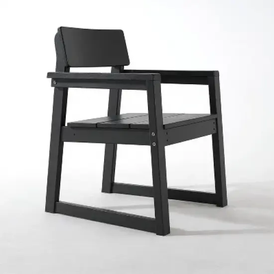 FIONECA 5-Piece HDPE Outdoor Dining Set with Umbrella Hole &uml;C Weather-Resistant Patio Table & 4 Armrest Chairs, Black image {12}