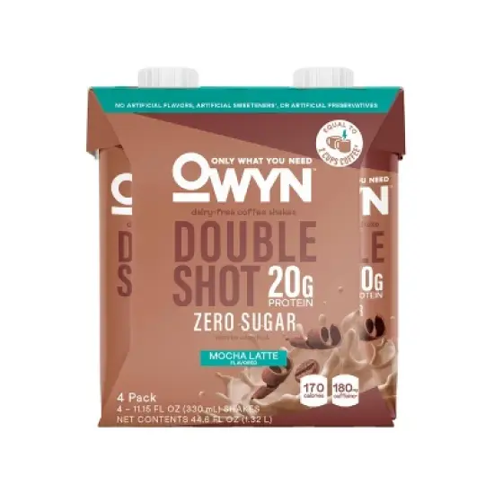 OWYN Double Shot Coffee Protein Shake with Caffeine - Mocha Latte - 44.6 fl oz/4pk image {9}
