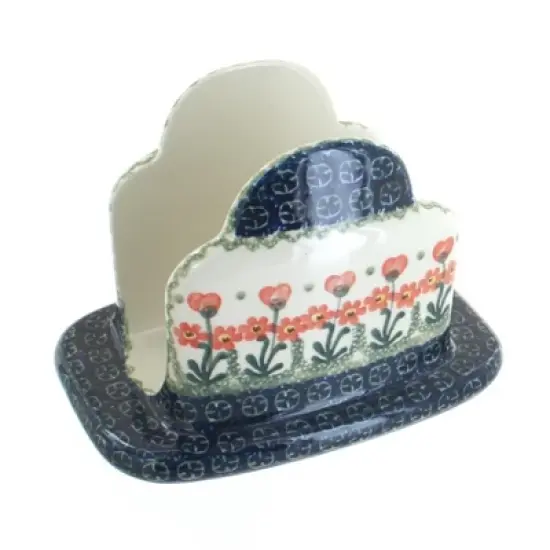 Blue Rose Polish Pottery 487 Ceramika Artystyczna Napkin Holder image {1}