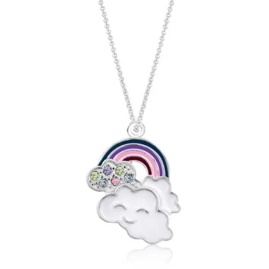 Chanteur Hypoallergenic Kids Jewelry Accessories Rainbow Clouds Crystal White Gold Palladium Plating Necklace image {1}