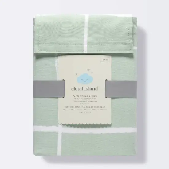Fitted Crib Sheet - Cloud Island&trade; Mint Windowpane image {4}