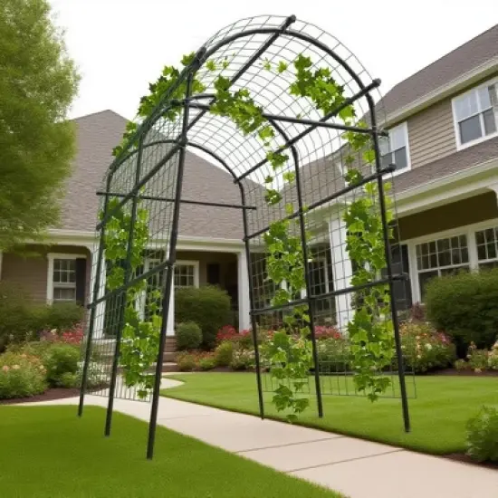 Garden Arch Trellis 7.5FT &ndash; Extra Tall Metal Pergola Arbor with Polyethylene-Coated Steel, Adjustable Width, for Climbing Plants & Outdoor D&eacute;cor image {6}