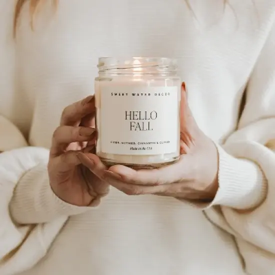 Sweet Water Decor Hello Fall 9oz Clear Jar Soy Candle image {1}
