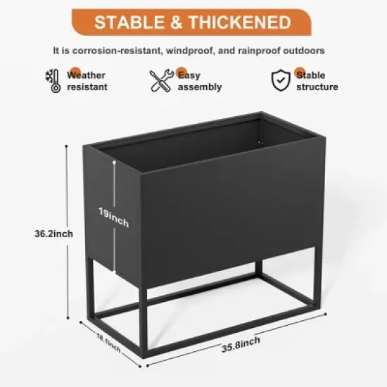 Wooakway Outdoor/Indoor/Decor Metal Elevated Raised Garden Bed Planter Box Planter Pots Cachepot Nursery Pot image {5}