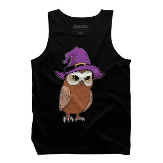Men's Design By Humans Owl Witch Halloween T Shirt By thebeardstudio Tank Top image {4}