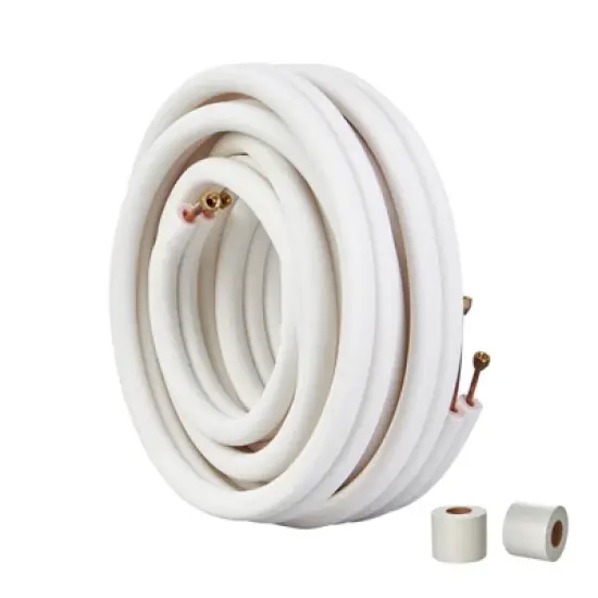 VEVOR 50FT Mini Split Line Set, 1/4" & 3/8" O.D Copper Pipes Tubing and Triple-Layer Insulation, for Mini Split Air Conditioning Refrigerant, White image {8}