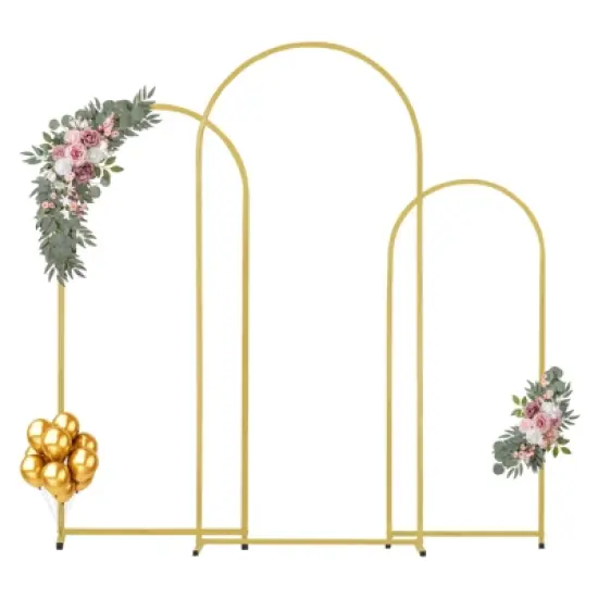VEVOR Wedding Arch Backdrop Stand, Set of 3, Metal Stable Stand with Case Connection & Chassis Crossbar Design image {8}