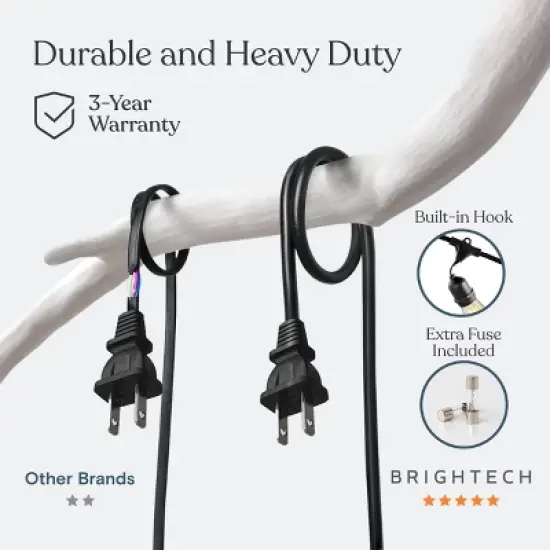 Brightech 7-Bulb LED Ambience Pro 2W 24ft 3000K S14 Indoor Outdoor Plug-in Hanging String Lights Clear Bulb Black Wire image {6}