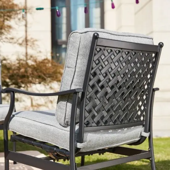 3pc Bistro Steel Patio Dining Set with Arm Chairs - Gray - Lokatse image {6}