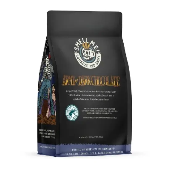 Bones Coffee Company Army Of Dark Chocolate Ground Coffee Beans Dark Chocolate Flavor 12 oz Dark Roast (Ground) image {1}