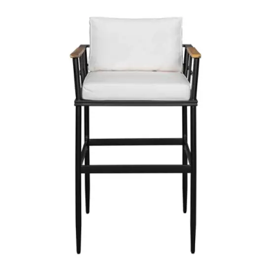 Whisen Iron Outdoor Dining Set with Acacia Wood Armrest Suitable For Patio, Balcony Or Backyard image {6}