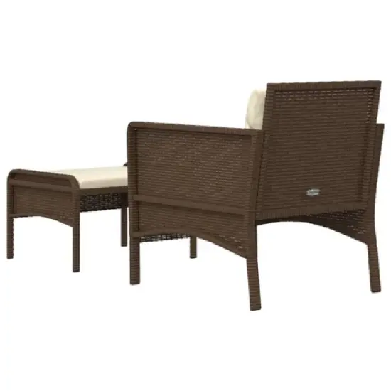 vidaXL 2 Piece Patio Lounge Set with Cushions Brown Poly Rattan image {5}