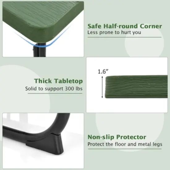 Tangkula 8-person Square Picnic Table Bench Set Outdoor Picnic Table with 4 Benches & Umbrella Hole 500 LBS Capacity Black/Grey/White/Green image {7}