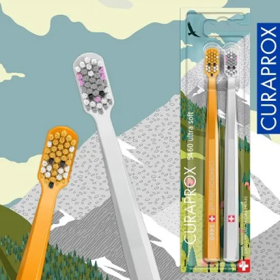 Curaprox CS 5460 Fox and Bunny Edition 2024, Ultra Soft Toothbrush for Gentle and Powerful Daily Cleaning, 2 pcs image {5}