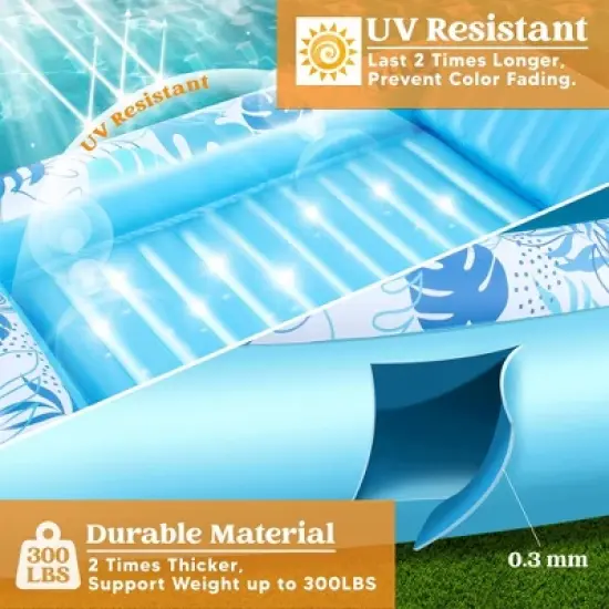 Sloosh Pool Tanning Pool Floats Inflatable Adult Float Pool Outdoor Tanning Pool Tanning Bed Extra Large with 2 Drink Holders Pool Lounger image {12}