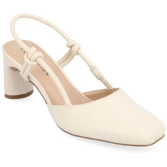 Journee Collection Womens Margeene Sling Back Covered Block Heel Pumps image {10}