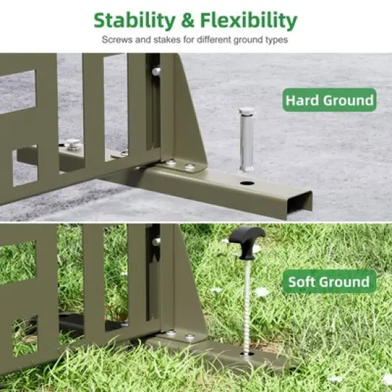 PexFix 72 in. x 47 in. Metal Freestanding Privacy Screen Garden Fence For Deck Patio Balcony Outdoor Privacy Panel Streets Pattern Army Green image {7}