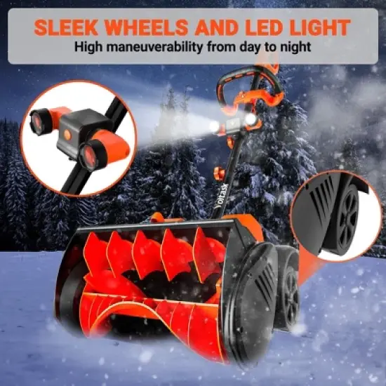VOLTASK 24V Electric Cordless Snow Blower with Wheels, 16 in Cordless Snow Thrower with Directional Plate & LED Lights, 2 x 24V 4.0Ah Battery Included image {6}