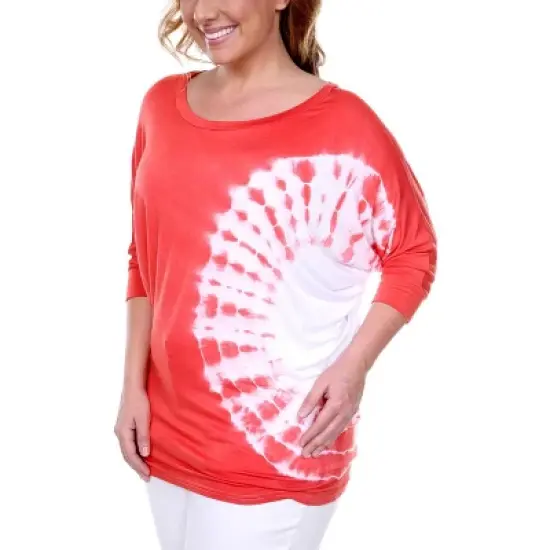 Women's Plus Size Tie Dye Tunic Top - White Mark image {1}