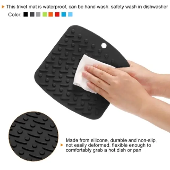 Unique Bargains Silicone Heat Resistant Trivet Pads 4 Pcs image {3}