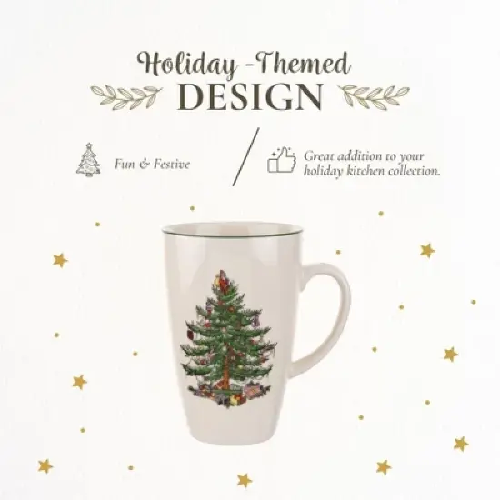 Spode Christmas Tree Latte Mug - 22 Oz Holiday Coffee Cup for Tea, Hot Cocoa, and More - Dishwasher & Microwave Safe Fine Earthenware Mug image {2}