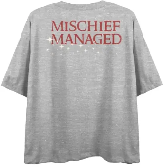 Harry Potter "Mischief Managed" Chibi Art Women's Heather Gray Graphic Crop Tee image {3}