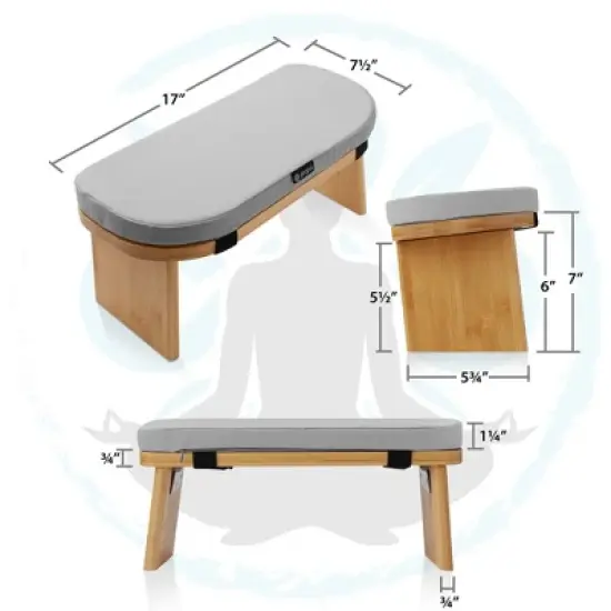 Prajna  Meditation Bench - Bamboo, Folding Yoga Stool with Cushion and Carry Bag image {5}