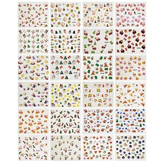 Wrapables 24 Sheets Falala Christmas Nail Stickers Holiday Nails Set Nail Art Sheets image {1}