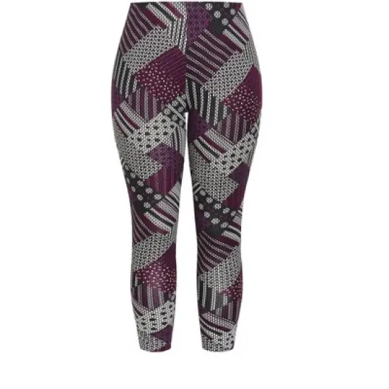 Women's Plus Size Geo Pant - plum | AVENUE image {3}