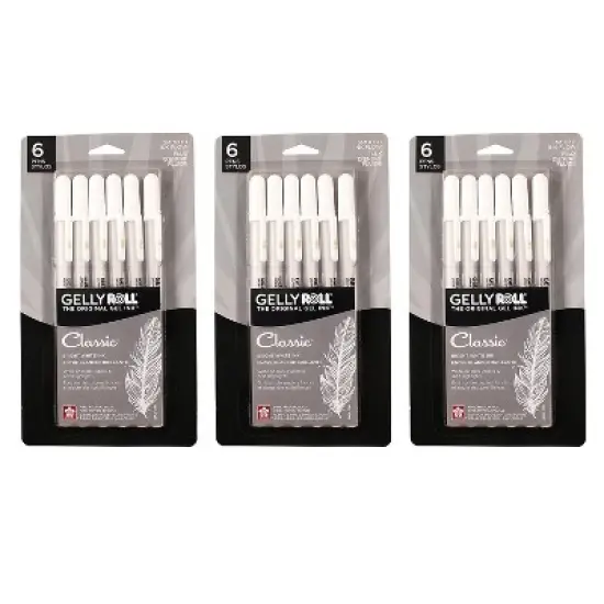 Sakura Classic Gel Retractable Pen Liquid Ink White Ink 6/Bundle (SAK57461-3) image {3}